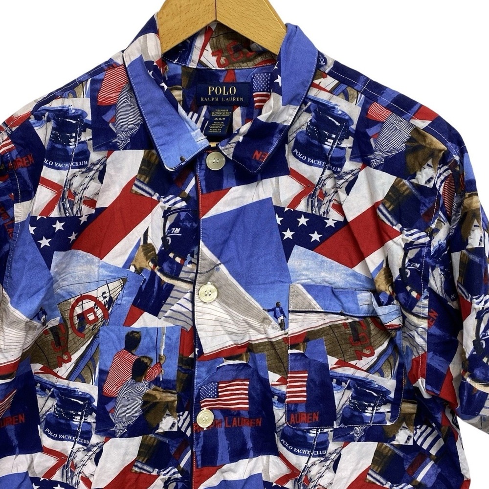 Polo‎ Ralph Lauren Mens Medium Polo Yacht Club Nautical Sleepwear Pajama Shirt